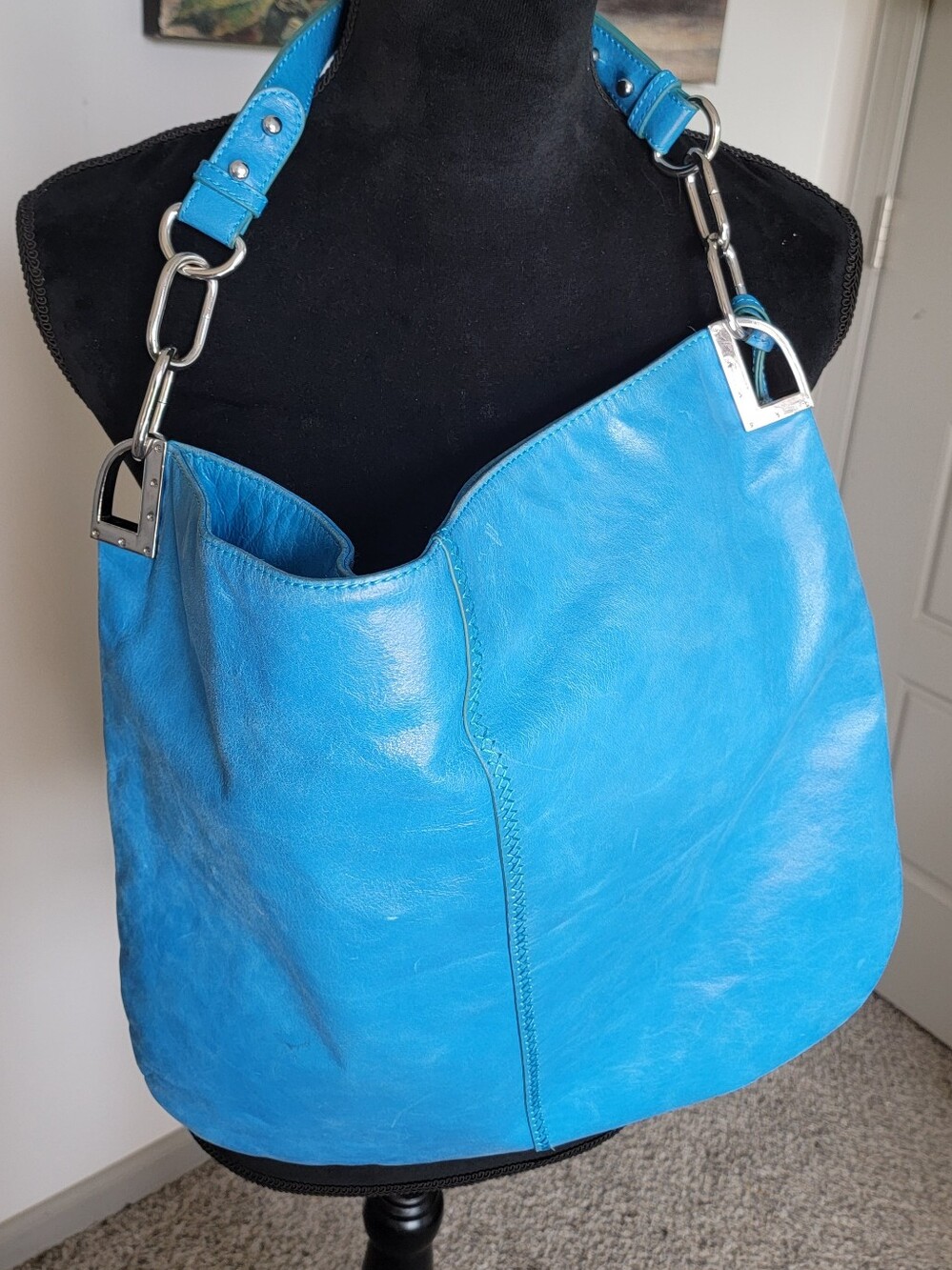 Badgley Mishka Bright Blue Leather Shoulder Bag